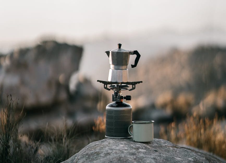 brewing coffee on top of rock